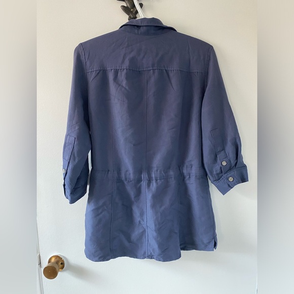 NY Collection Womens Utility Blue Top With Waist Tie Size M - Picture 4 of 5